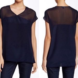 Vince navy blue silk top size S
